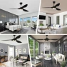 Превью 52 Inch Black Modern Ceiling Fan with Light and Remote Control — Smart Fan, reiga