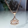 Rose Gold Necklace with Fan-Shaped Smart Zircon Pendant, Prettiest WW