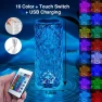 Table Lamp with Crystals and Diamonds, RGB Color-Changing Touch-Controlled Light, YWZT