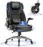 Ergonomic Computer Desk Chair, High Back Leather Chair with Padded Flip-up Arms, Swivel Home Office Chair Upgraded... — Smart Chairs, COLAMY