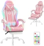 Gaming Chair with LED RGB Lights with Massage and Footrest — Smart Chairs, HOFFREE