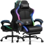 Gaming Chair with Speakers, RGB LED Lights, Ergonomic Chair with Footrest, Linkage Armrest — Smart Chairs, GTPLAYER
