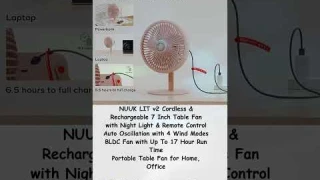 Cordless & Rechargeable 7 Inch Table Fan with Night Light & Remote Control | Abhishek Reviews