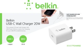 Belkin USB-C Wall Charger 20W | iPhone 11 Pro Max, Samsung Galaxy, Pixel, and Other USB C Devices