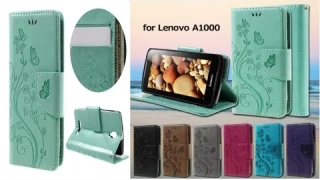 Lenovo A1000 flip cover case cover чехол pu leather Imprint Flower Butterfly посылка из китая чехол