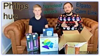 Распаковка гаджетов на 63500р - лампы philips hue умный дом : Nanoleaf aurora / elgato Cam Link