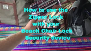 Beach Bag Lock - Demo of Zipper Bag Lock for Beach, Pool, Cruise Ship Resort. BEACH-LOCKS.COM