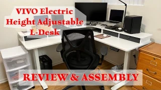 VIVO Electric 2-Tier Height Adjustable Stand Up Corner Desk {REVIEW & ASSEMBLY}