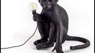 Review Resin Gold Black White Monkey Lamp Animal Lighting Loft Hemp Rope Pendant Lamp Luminaires Bar