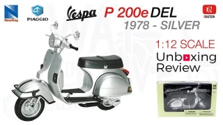 Unboxing Vespa P200-E 1:12 scale 1978 Scooter by Newray (Silver) -  Dnation