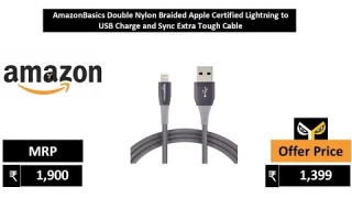 AmazonBasics Double Nylon Braided Apple Certified Lightning to USB Charge and Sync Extra Tough Cable