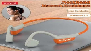 mzymi Neckband I18PRO Bluetooth5.3 Headphones Bone Conduction Sport Earbuds HiFi Sound TWS