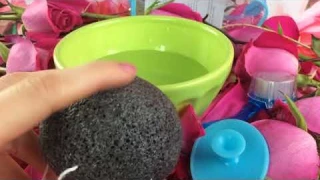 Bellesentials Skincare Set: Charcoal Konjac Sponge, Pore Cleansing Pad, and Facial Cleansing Brush