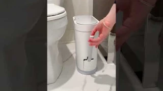 Bathroom Slim Plastic Trash Can with Toilet Brush