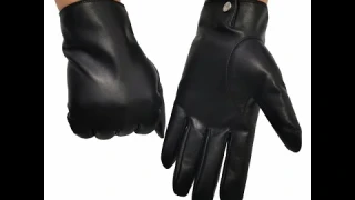 Перчатки мужские из натуральной овечьей кожи, теплые варежки для вождения, сенсорных экранов, зимние