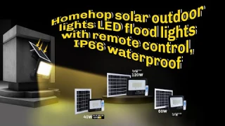 Homehop Solar Outdoor Lights LED Flood Lights with Remote Control, IP66 Waterproof