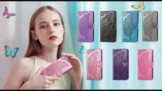 #Guuds Embossing Mandala Flower Butterfly Leather Wallet Case Cover for iPhone, Samsung, Huawei etc.