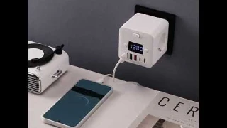 Сетевой фильтр с часами 3 розетки + 3 USB-порта для зарядки + 2 TPC адаптер типа C 5 В 2,4 А