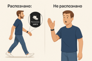 сравнение: шаг засчитан, жест — нет